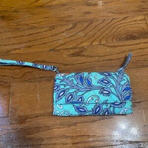 Vera Bradley Blue and Green Patterned Women's Wristlet